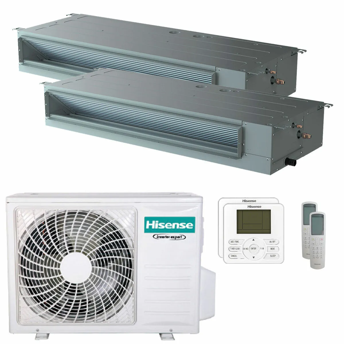 Condizionatore Hisense Canalizzabile ADT dual split 9000+18000 BTU inverter A++ unità esterna 5.5 kW