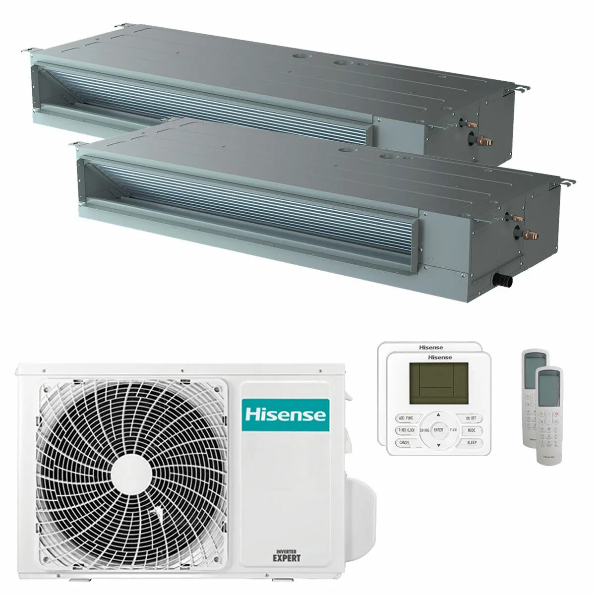 Condizionatore Hisense Canalizzabile ADT dual split 9000+9000 BTU inverter A++ unità esterna 3.5 kW
