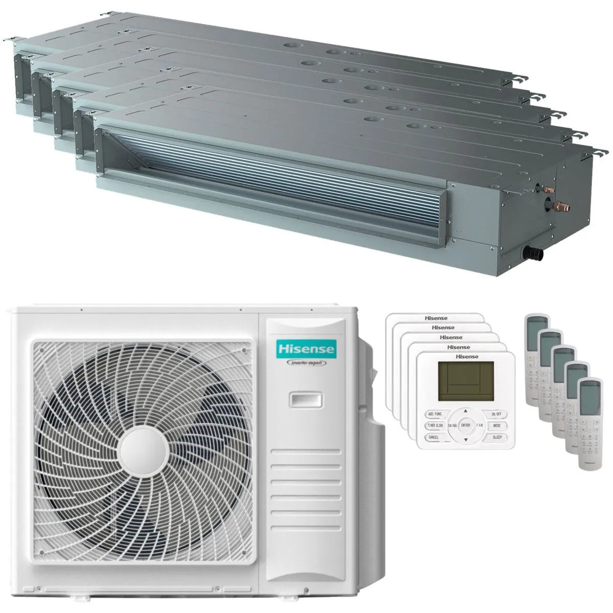 Condizionatore Hisense Canalizzabile ADT penta split 9000+9000+9000+9000+12000 BTU inverter A++ unità esterna 10 kW