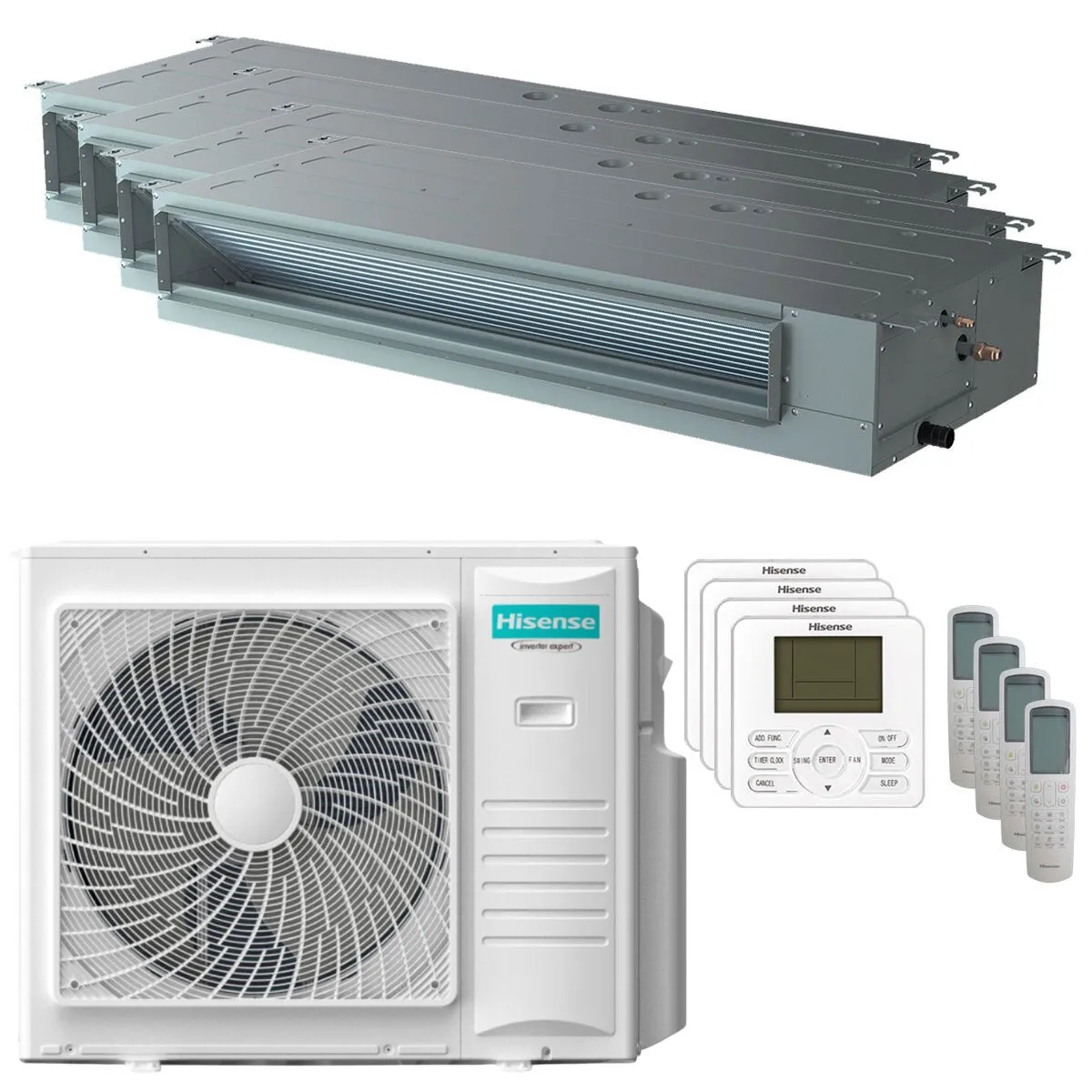 Condizionatore Hisense Canalizzabile ADT quadri split 9000+9000+12000+12000 BTU inverter A++ unità esterna 10 kW