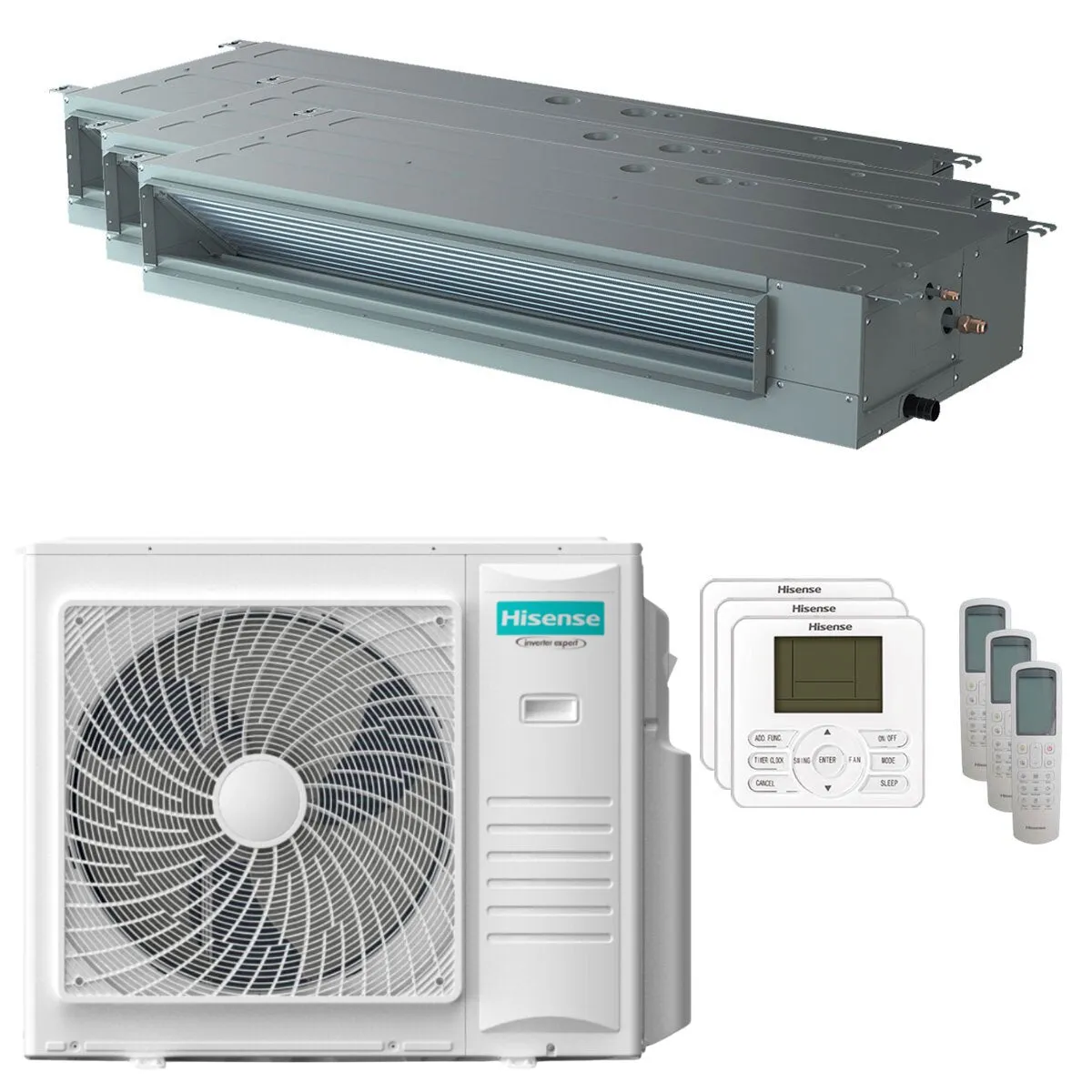 Condizionatore Hisense Canalizzabile ADT trial split 12000+18000+18000 BTU inverter A++ unità esterna 10 kW