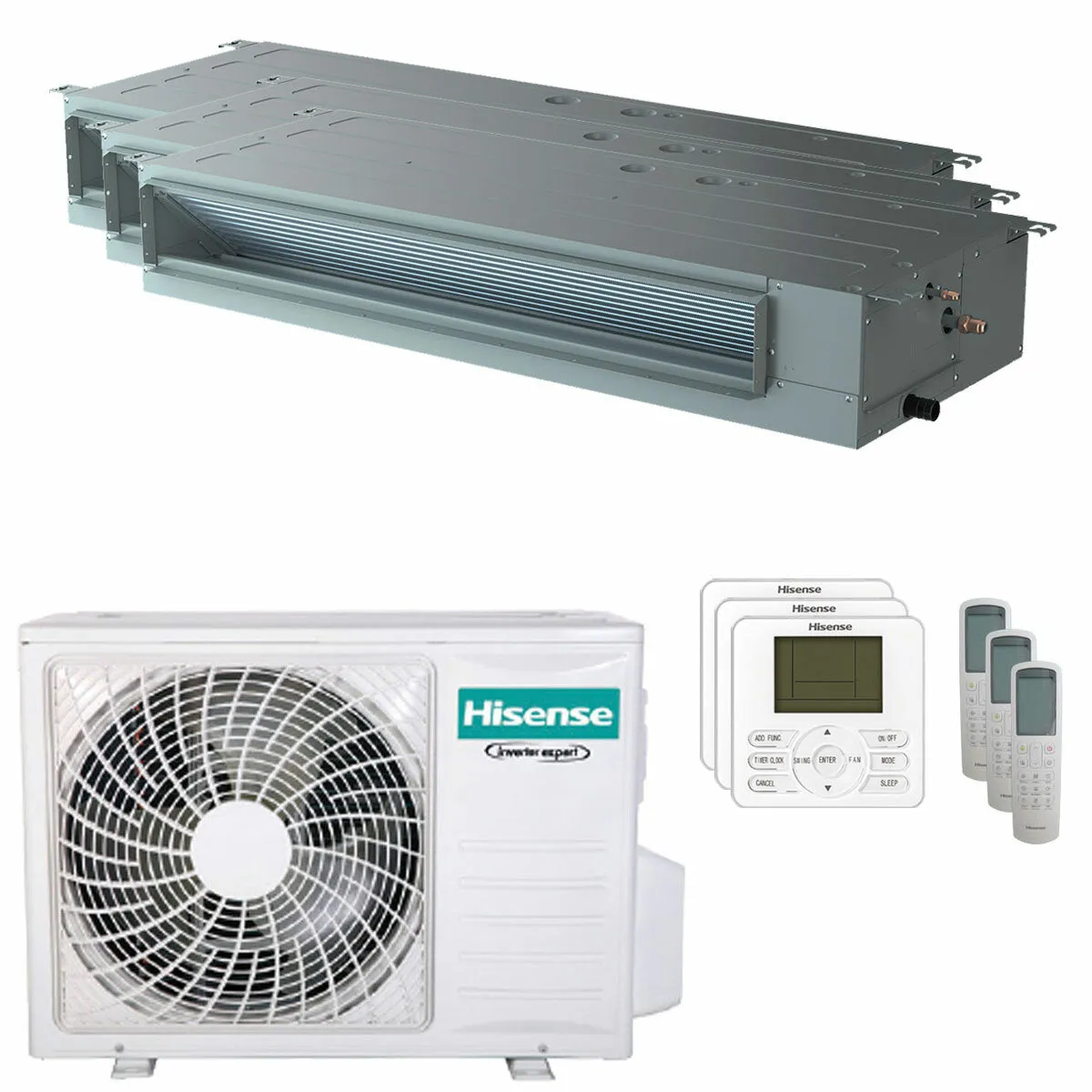 Condizionatore Hisense Canalizzabile ADT trial split 9000+9000+18000 BTU inverter A++ unità esterna 7 kW