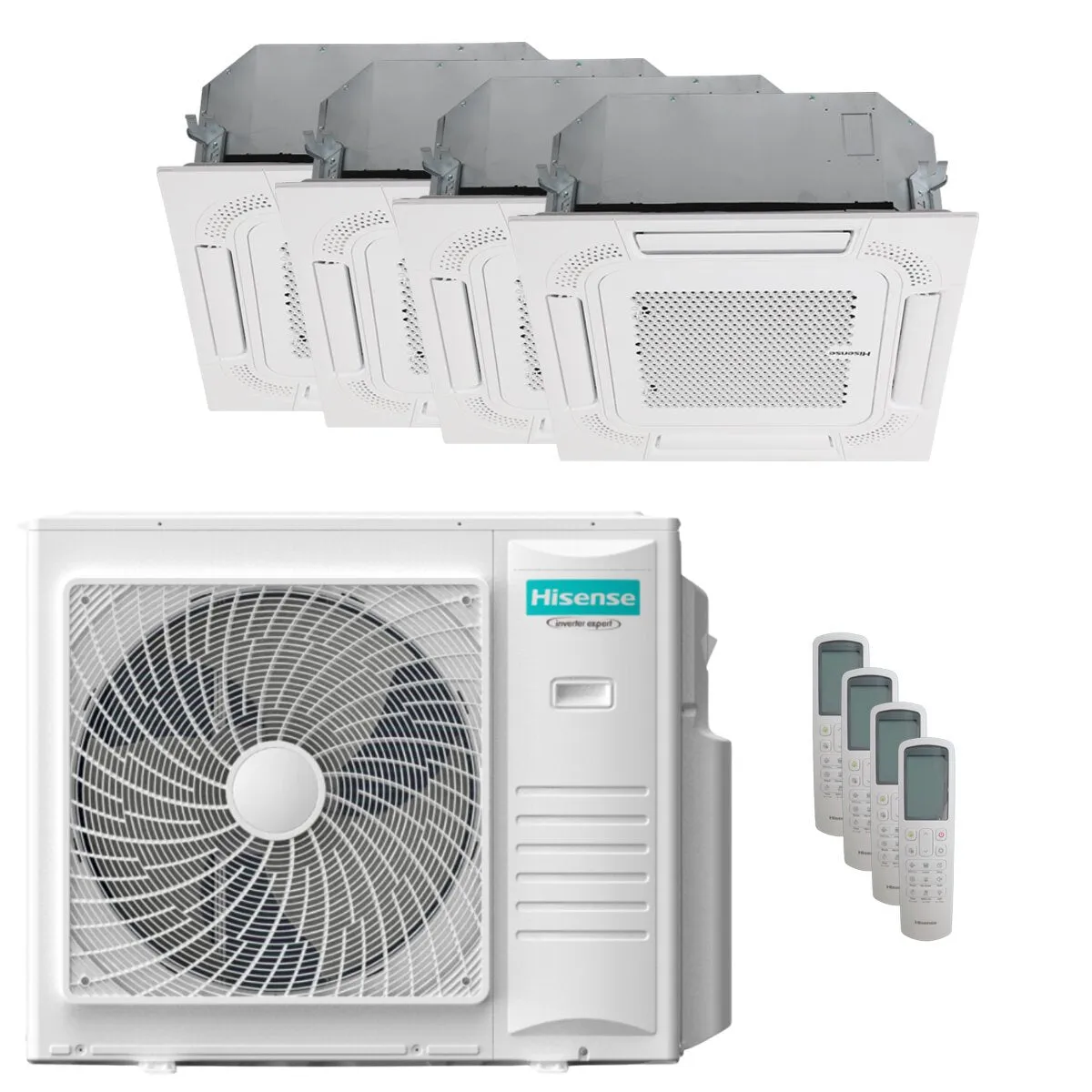 Condizionatore Hisense Cassetta ACT quadri split 9000+9000+12000+12000 BTU inverter A++ unità esterna 10 kW
