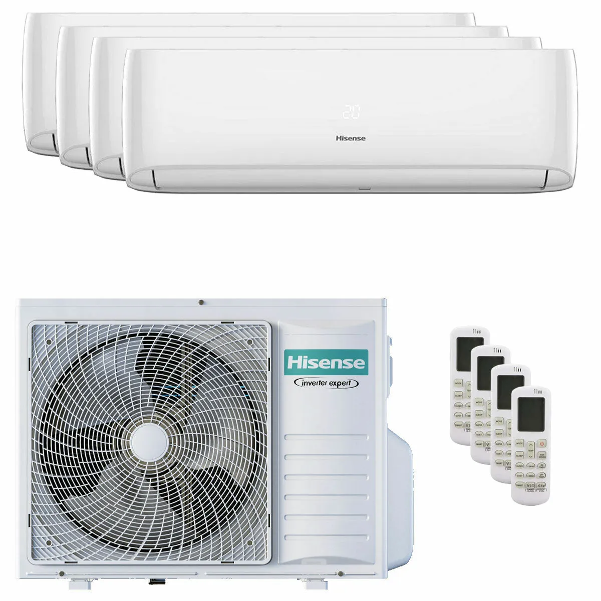 Condizionatore Hisense Hi-Comfort 2025 quadri split 7000+9000+9000+9000 BTU inverter A++ wifi unità esterna 8 kW