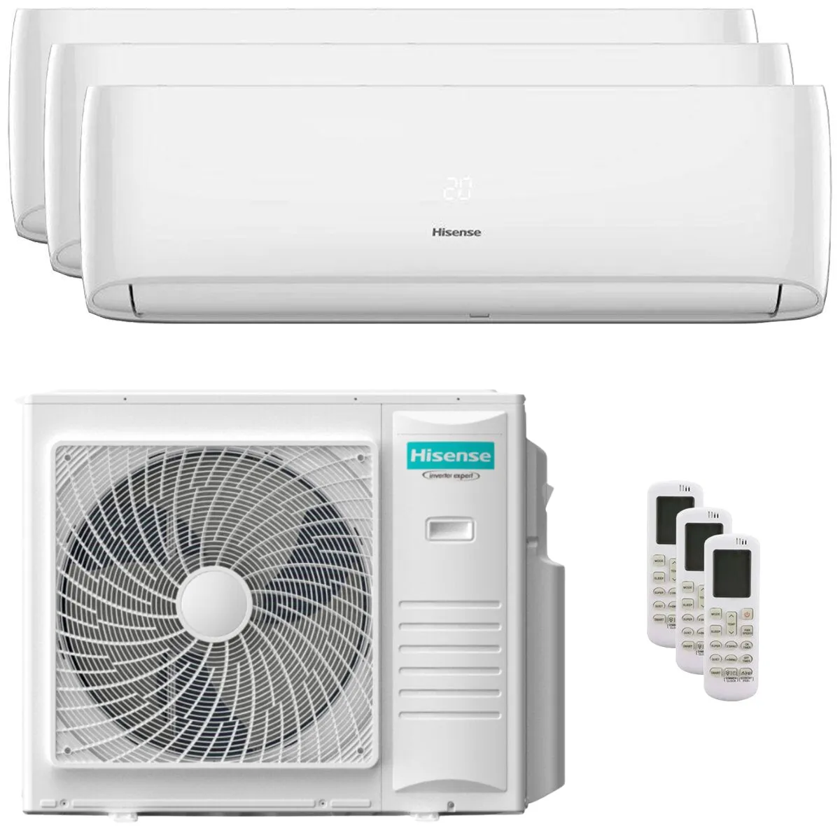 Condizionatore Hisense Hi-Comfort 2025 trial split 7000+18000+18000 BTU inverter A++ wifi unità esterna 10 kW
