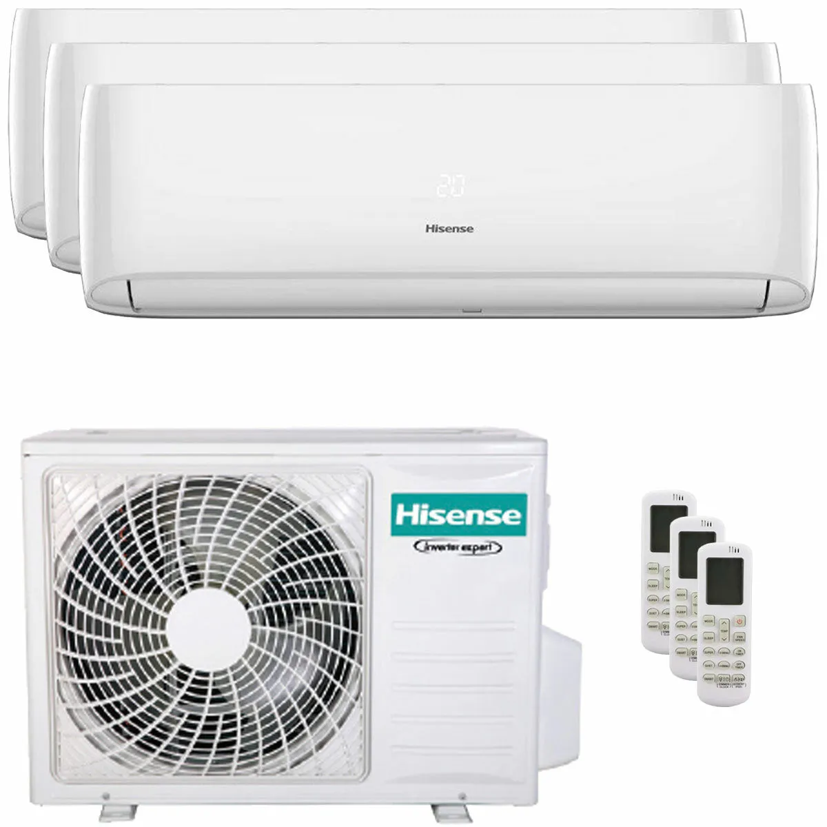 Condizionatore Hisense Hi-Comfort 2025 trial split 9000+9000+12000 BTU inverter A++ wifi unità esterna 7 kW
