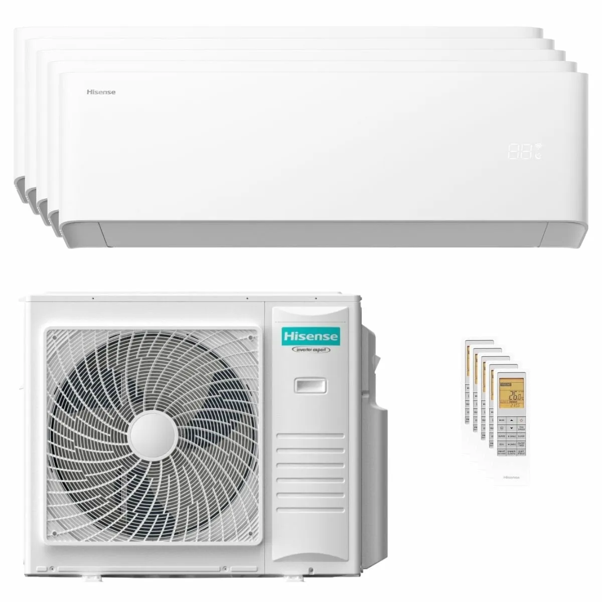 Condizionatore Hisense Uni HB penta split 7000+7000+7000+9000+9000 BTU inverter A++ wifi unità esterna 10 kW