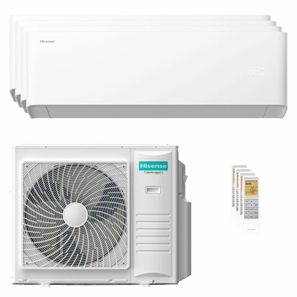 Condizionatore Hisense Uni HB quadri split 7000+7000+7000+24000 BTU inverter A++ wifi unità esterna 10 kW