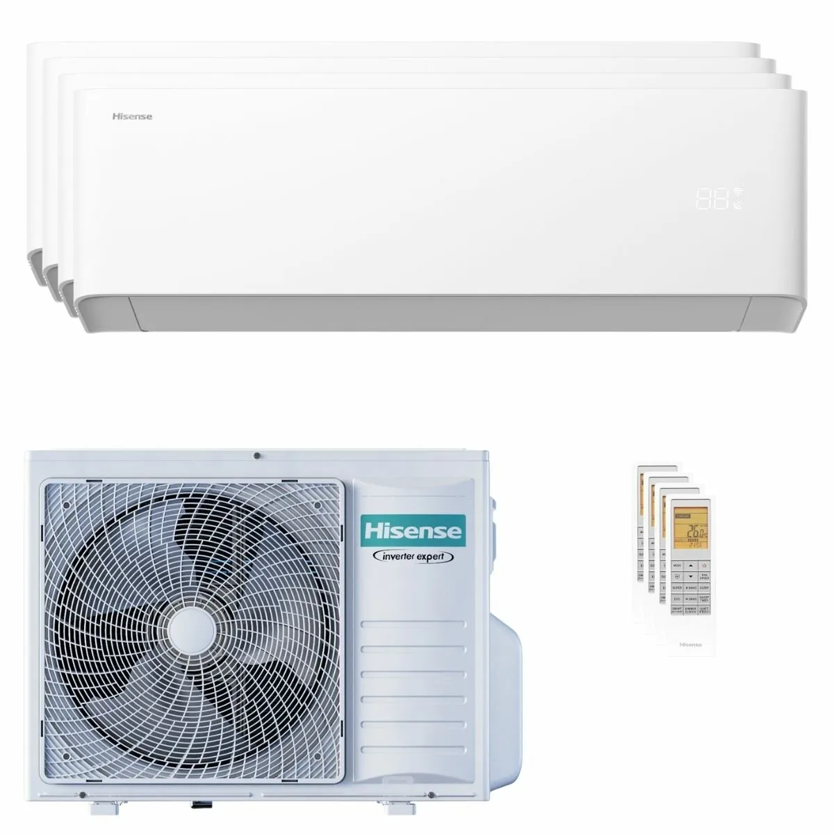 Condizionatore Hisense Uni HB quadri split 7000+7000+7000+9000 BTU inverter A++ wifi unità esterna 8 kW