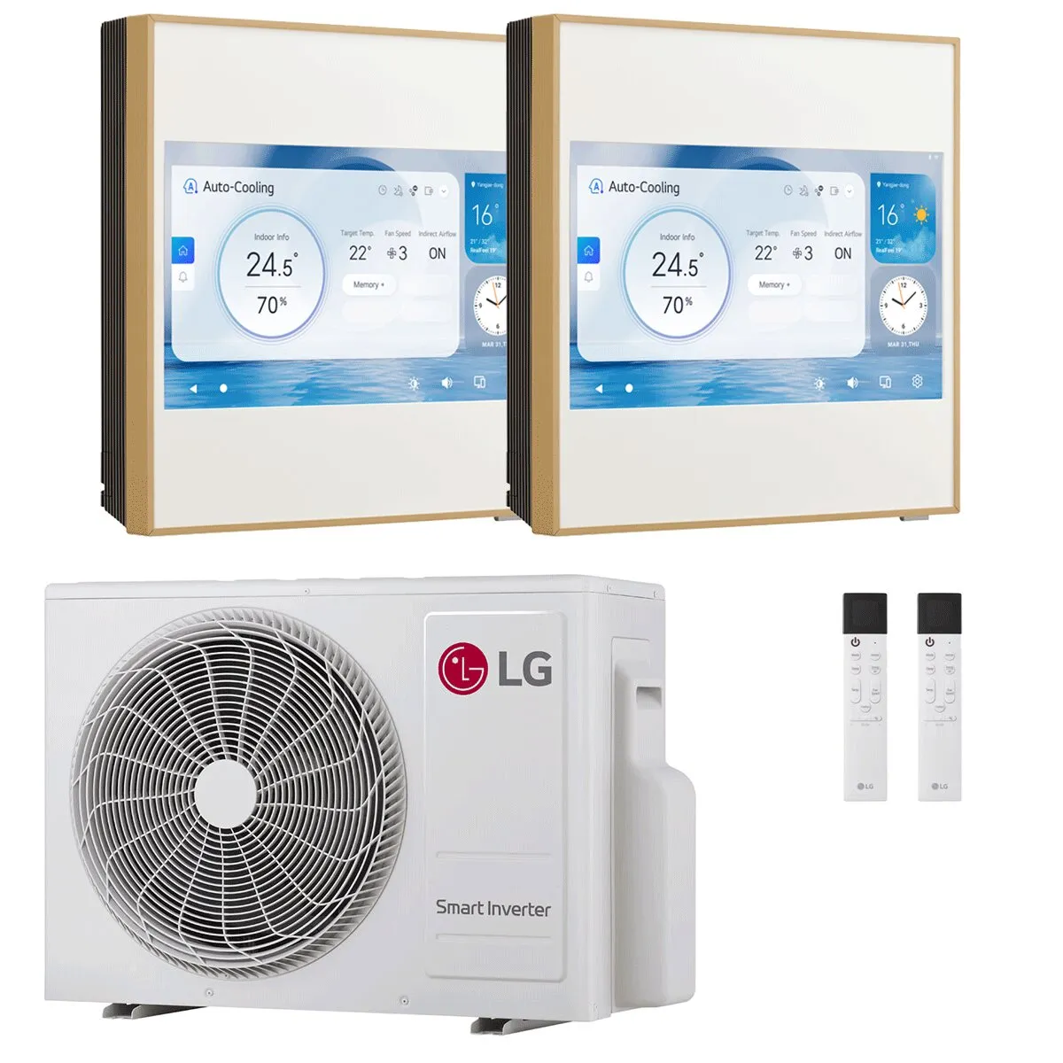 Condizionatore LG ARTCOOL Gallery LCD dual split 9000+12000 BTU inverter A+++ wifi unità esterna 4.1 kW