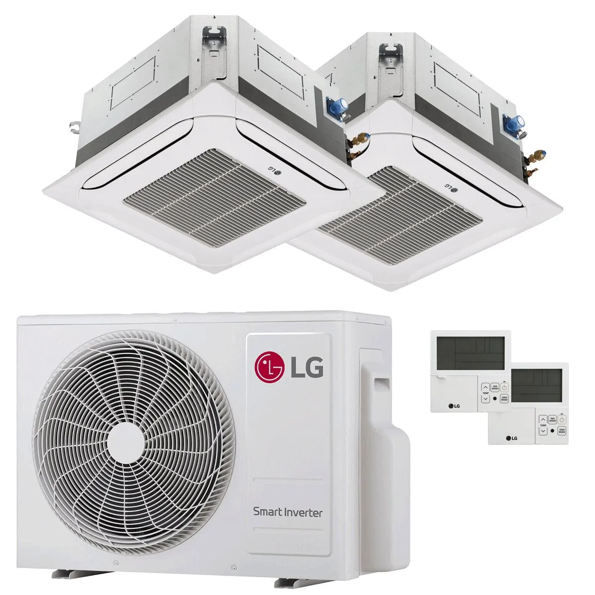 Condizionatore LG Cassetta 4 vie LG dual split 12000+18000 BTU inverter A+++ unità esterna 5.3 kW