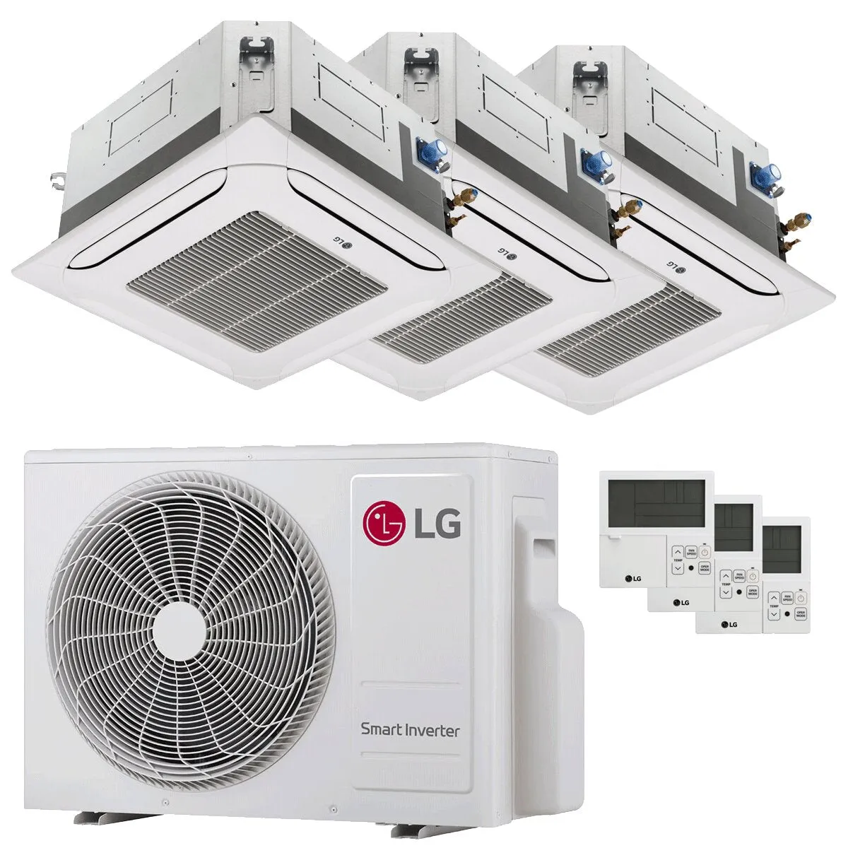 Condizionatore LG Cassetta 4 vie LG trial split 9000+9000+12000 BTU inverter A+++ unità esterna 5.3 kW