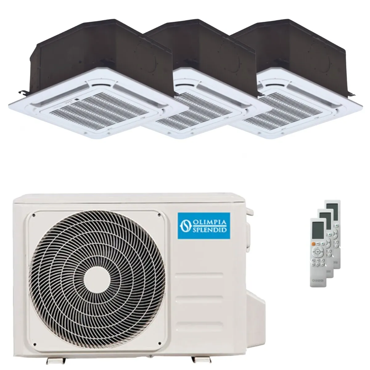 Condizionatore Olimpia Splendid Nexya S6 E Cassette trial split 9000+9000+9000 BTU inverter A++ unità esterna 6.2 kW