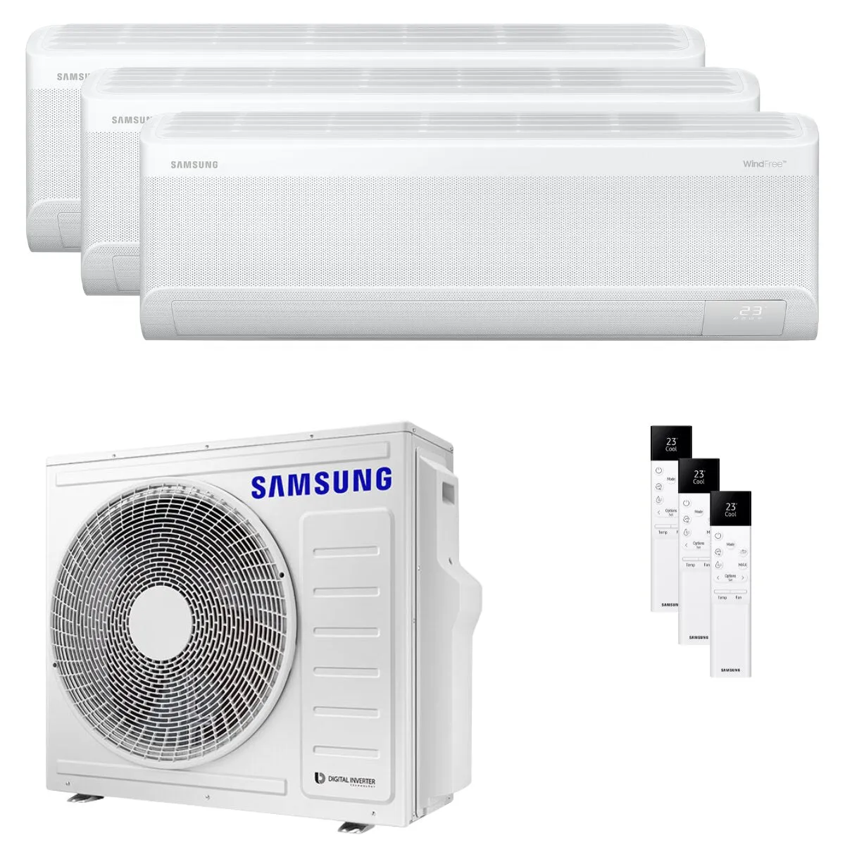 Condizionatore Samsung Windfree Avant S2 trial split 12000+12000+12000 BTU inverter A++ wifi unità esterna 8 kW