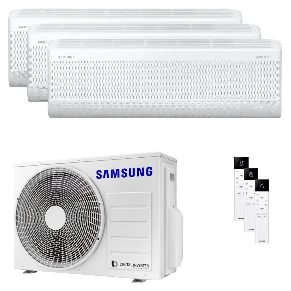 Condizionatore Samsung Windfree Avant S2 trial split 7000+9000+12000 BTU inverter A++ wifi unità esterna 5.2 kW