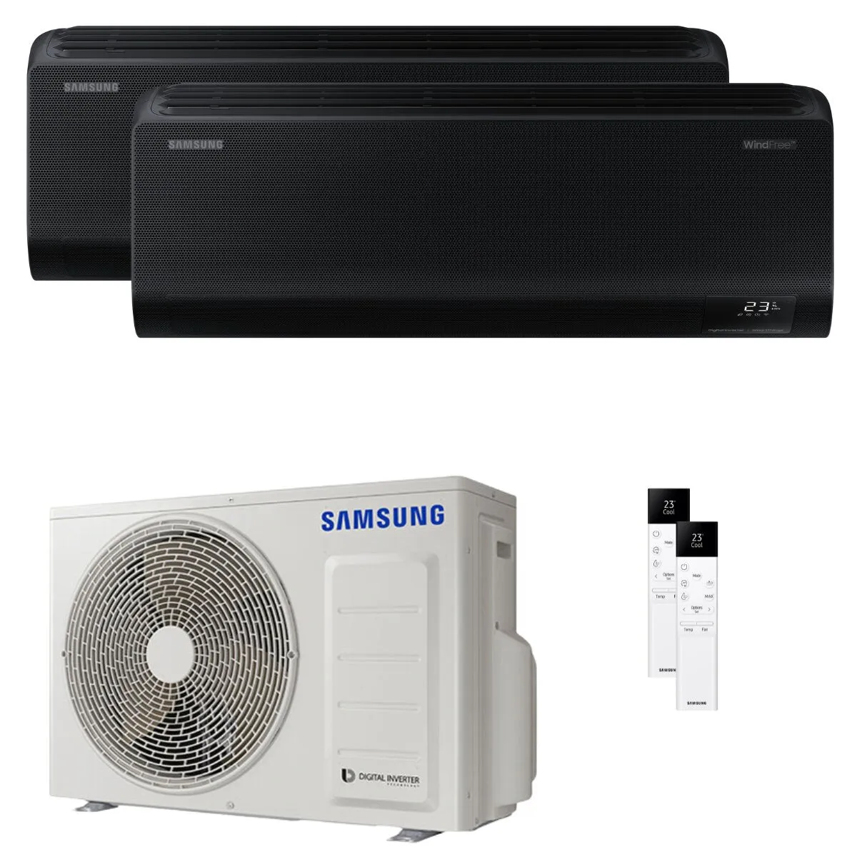 Condizionatore Samsung Windfree Black dual split 7000+9000 BTU inverter A+++ wifi unità esterna 4 kW