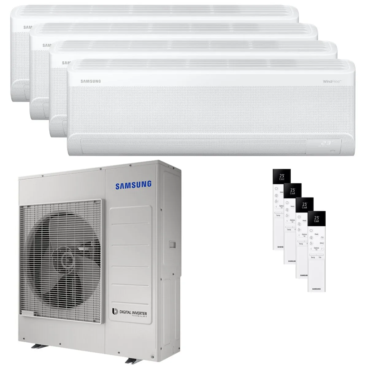 Condizionatore Samsung Windfree Elite S2 quadri split 12000+12000+12000+12000 BTU inverter A++ wifi unità esterna 10 kW