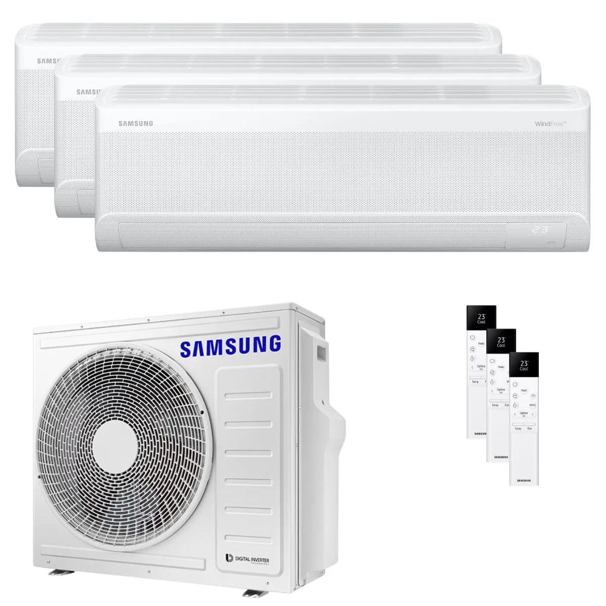 Condizionatore Samsung Windfree Elite S2 trial split 12000+12000+12000 BTU inverter A++ wifi unità esterna 6.8 kW