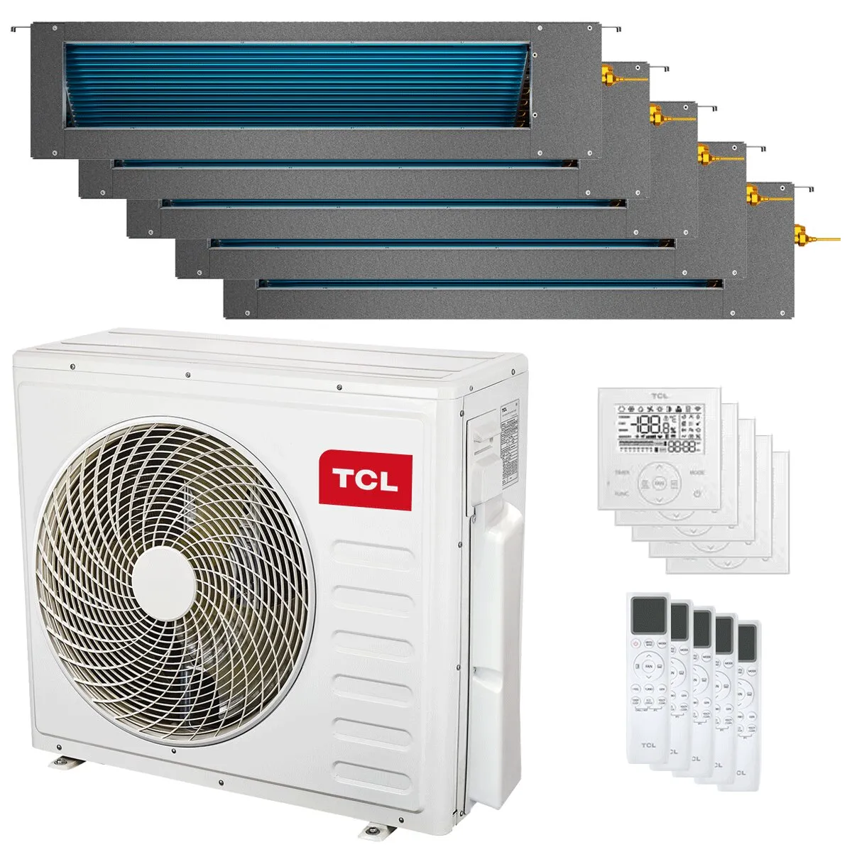 Condizionatore TCL Canalizzabile Serie D penta split 9000+9000+9000+9000+18000 BTU inverter A++ wifi unità esterna 12.2 kW