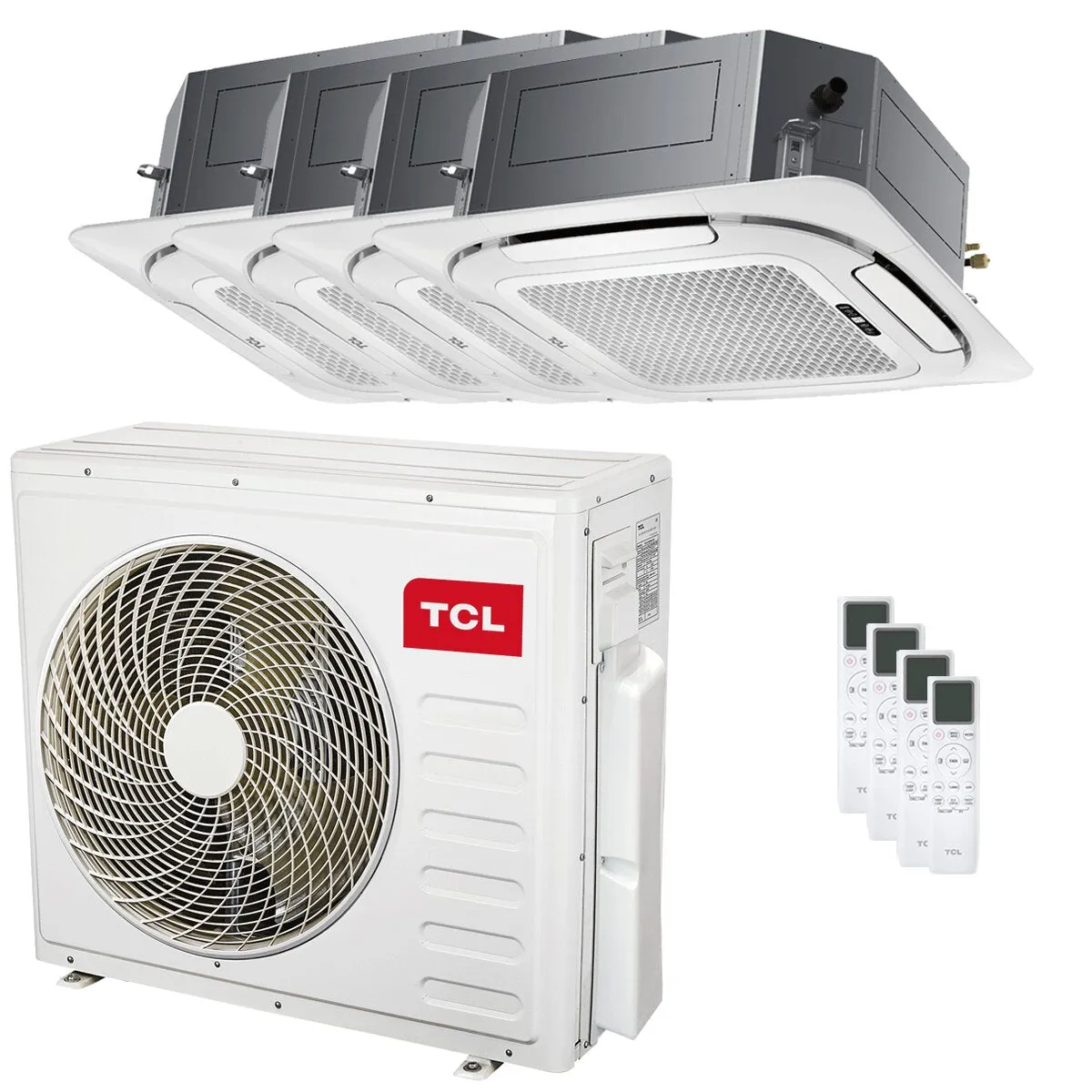 Condizionatore TCL Cassetta 4 vie Serie S quadri split 9000+12000+18000+18000 BTU inverter A++ wifi unità esterna 12.2 kW