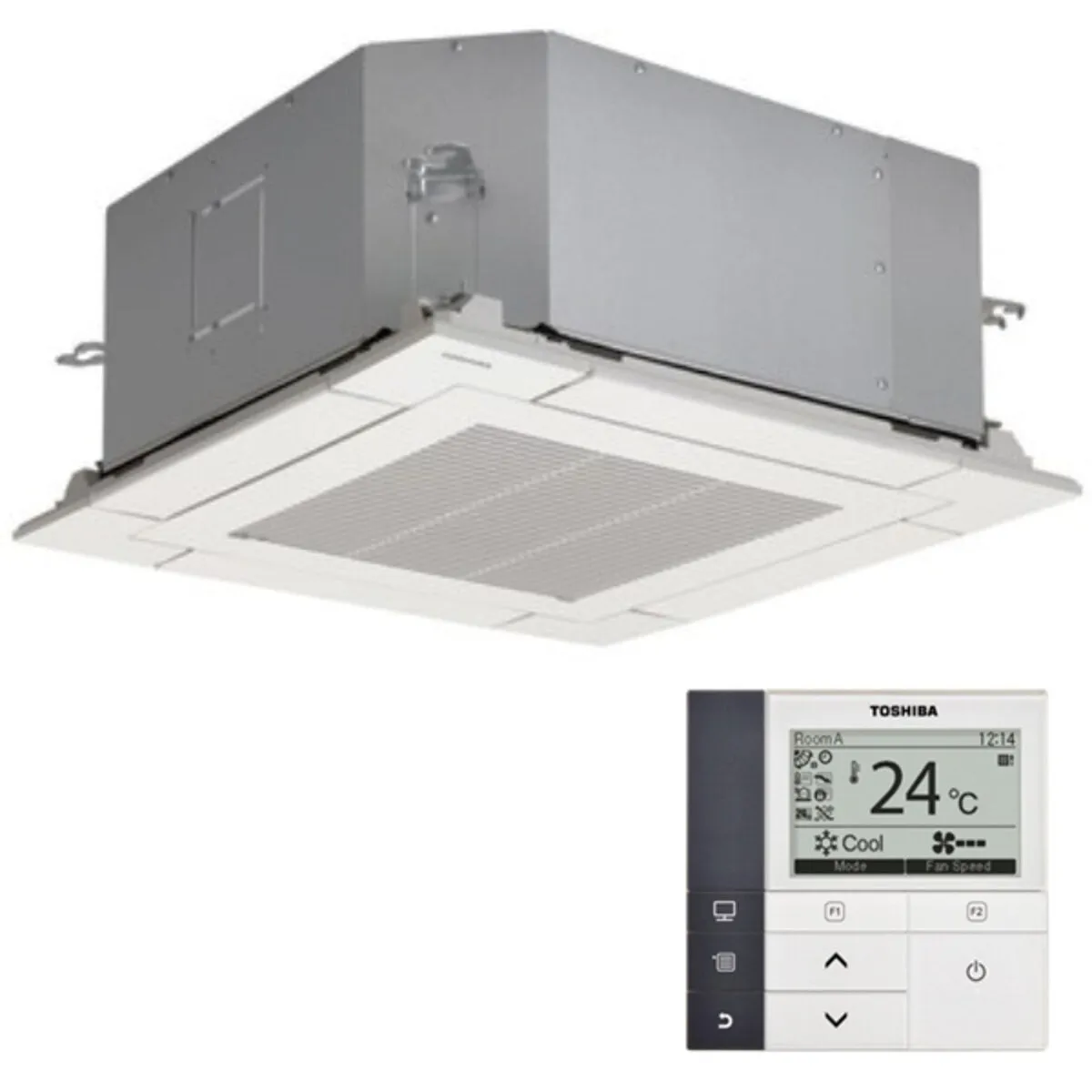 Condizionatore Toshiba Cassetta compatta U2 a 4 vie trial split 9000+9000+12000 BTU inverter A+++  unità esterna 7 kW 2