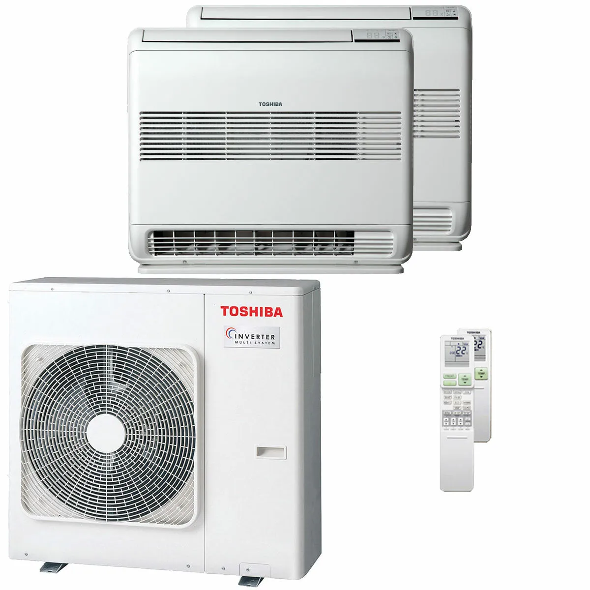 Condizionatore Toshiba Console J2 dual split 12000+18000 BTU inverter A+++ unità esterna 8 kW