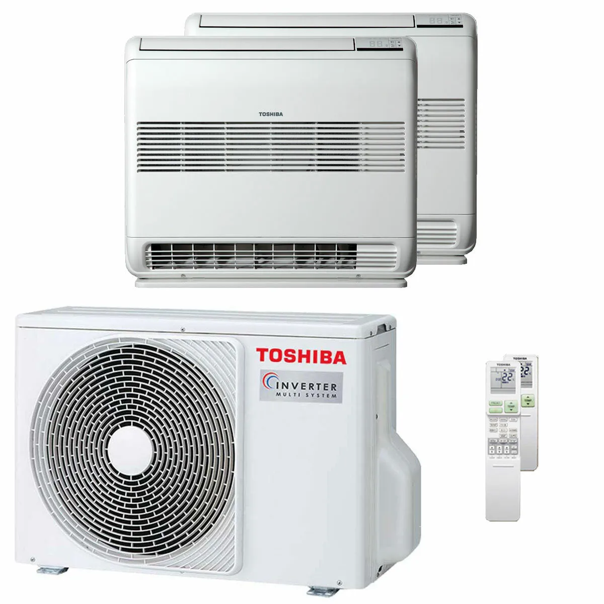 Condizionatore Toshiba Console J2 dual split 9000+12000 BTU inverter A++ unità esterna 4,0 kW