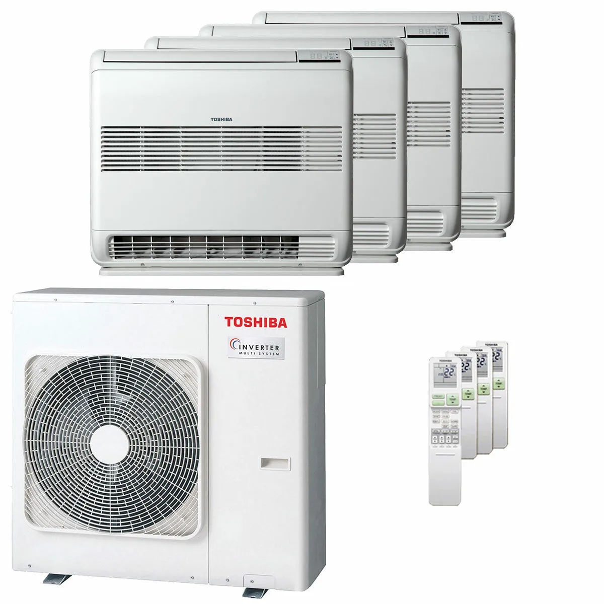 Condizionatore Toshiba Console J2 quadri split 9000+9000+12000+12000 BTU inverter A++ unità esterna 8 kW