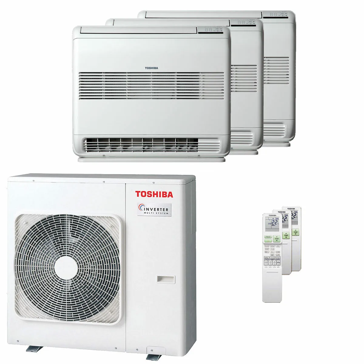 Condizionatore Toshiba Console J2 trial split 9000+12000+12000 BTU inverter A+++ unità esterna 7 kW
