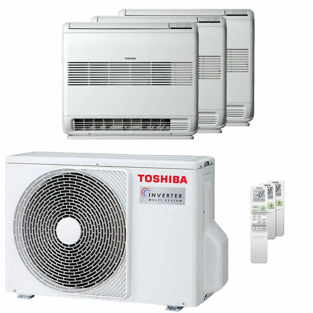 Condizionatore Toshiba Console J2 trial split 9000+9000+12000 BTU inverter A+++ unità esterna 5.2 kW