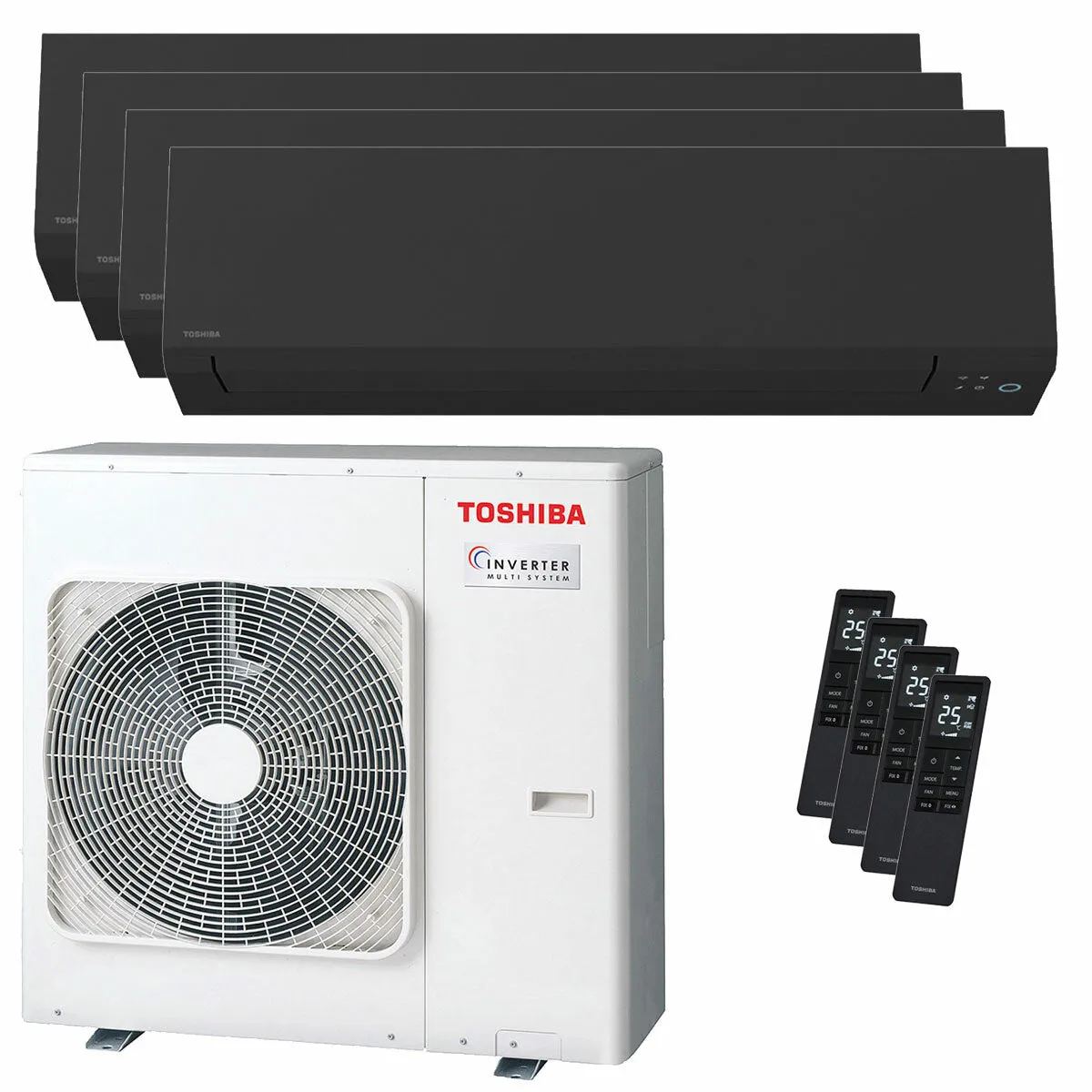 Condizionatore Toshiba SHORAI Edge Black quadri split 12000+12000+12000+12000 BTU inverter A++ wifi unità esterna 8 kW