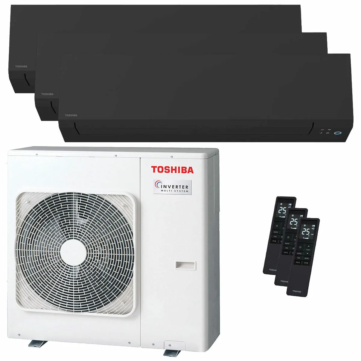 Condizionatore Toshiba SHORAI Edge Black trial split 9000+12000+12000 BTU inverter A+++ wifi unità esterna 7 kW